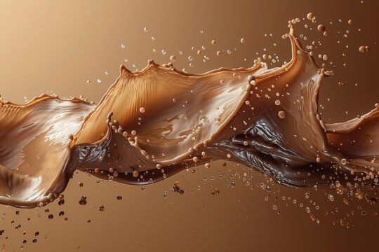 A mesmerizing twist of chocolate and caramel liquids captured in a harmonious motion