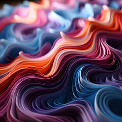 abstract background of colored wavy lines. 3d render illustration - obrazy, fototapety, plakaty