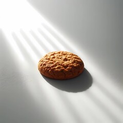 Golden Sunlit Cookie on a Smooth Surface Capturing the Essence of Warmth and Sweet Indulgence
