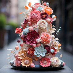 Wedding cake decorated with flowers. Wedding cake decorated with flowers