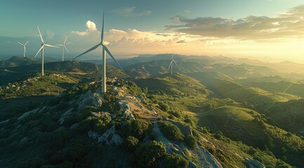 The wind turbine on the mountaintop