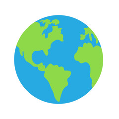 planet earth in vector in flat style. globe with continents. object for design, magnet, sticker, poster, print