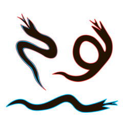 Obraz premium abstract subcultural object snakes in vector in flat style. element for design, logo, sticker, poster, print