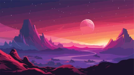 Poster Alien planet landscape science fiction illustration © Roses