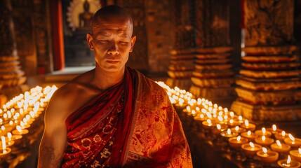portrait of a Tibetan monk in a monastery