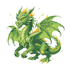 green dragon on white background