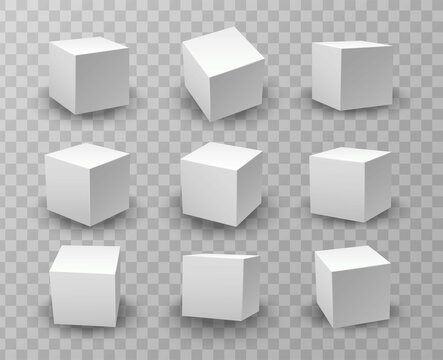Realistic Vector Icon Set White Modeling Cube Mockups Different Lightning.Jpg 2