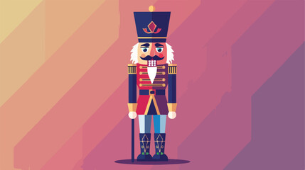 An isolated nutcracker soldier on a colored background