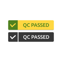 QC passed label. qc passed stamp. qc passed sticker design isolated on white background.