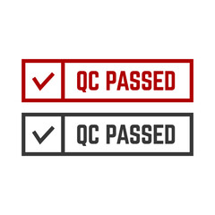 QC passed label. qc passed stamp. qc passed sticker design isolated on white background.