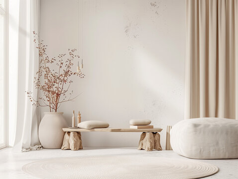 modern living room with empty wall