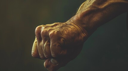 Hand of a strong man isolated in tone