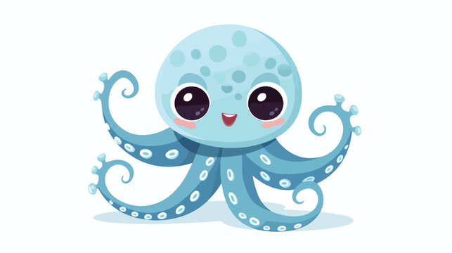 Aquatic fauna. Cute octopus flat vector isolated on white