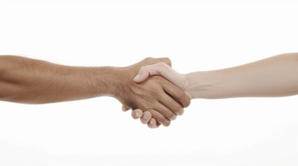 On a white isolated background, hands of men and women are connected