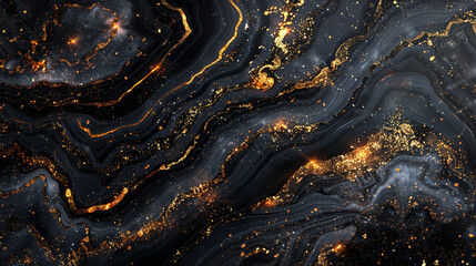 **Delve into luxury with a mesmerizing black marble background adorned with fluid gold accents. 