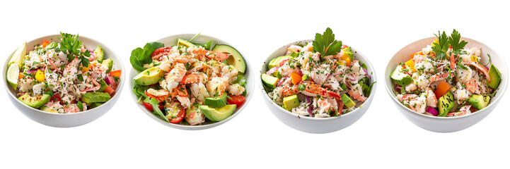 set of a Crab Salad with Avocado on a transparent background 