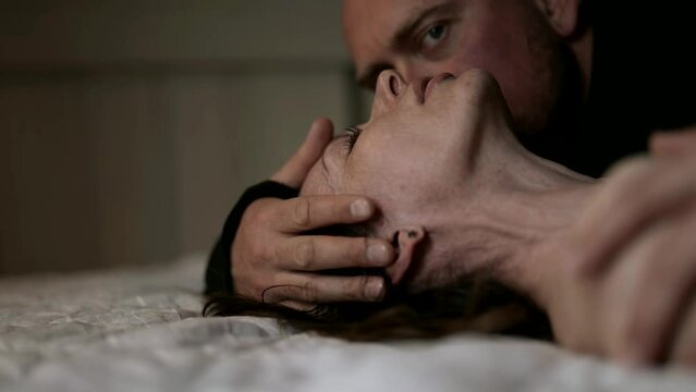 Moments of true passion and tenderness in a couple relationship are reflected in their affectionate hugs and gentle kisses.