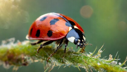 Macro ladybug in nature green background