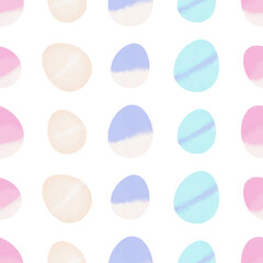 Seamless pattern with easter eggs, hand drawn illustration in watercolor style