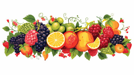Background with fruits and berries Vector Illustration