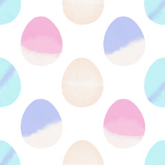 Seamless pattern with easter eggs, hand drawn illustration in watercolor style