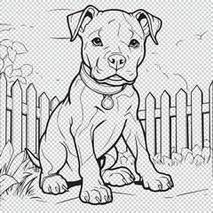 Pitbull dog icon  line art for kids coloring book, vector illustration on transparent background