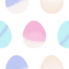 Seamless pattern with easter eggs, hand drawn illustration in watercolor style