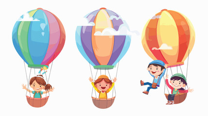 Obraz na płótnie Canvas Balloon with children. Different kids on a hot air background