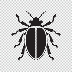 Black simple beetle bug icon logo design, vector illustration on transparent background