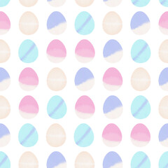 Seamless pattern with easter eggs, hand drawn illustration in watercolor style