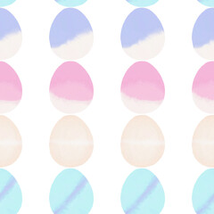 Seamless pattern with easter eggs, hand drawn illustration in watercolor style