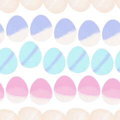 Seamless pattern with easter eggs, hand drawn illustration in watercolor style