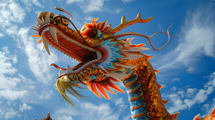 Chinese dragon in the sky, generative Ai