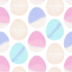 Seamless pattern with easter eggs, hand drawn illustration in watercolor style