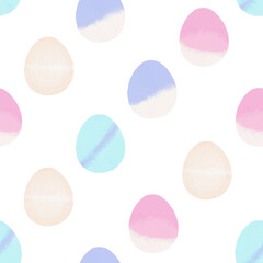 Seamless pattern with easter eggs, hand drawn illustration in watercolor style
