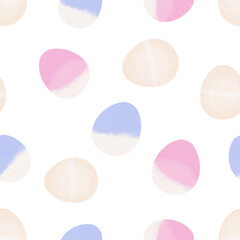 Seamless pattern with easter eggs, hand drawn illustration in watercolor style