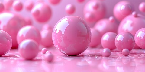 Pink bubbles on a pink background symbolize environmental protection and celebration.