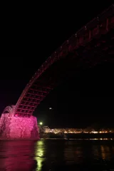 No drill blackout roller blinds Kintai Bridge 『錦帯橋とサクラ』夜桜 ライトアップ 山口県岩国   日本観光　Kintai Bridge 　