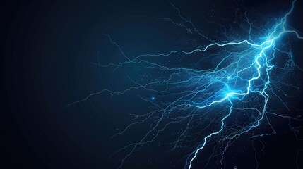 Multiple lightning strikes in dark stormy sky. Digital art depiction of thunderstorm.