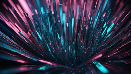 3D extruded abstract shapes with holographic effects