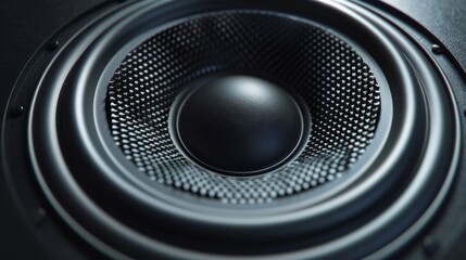 Audio speaker with wavy membrane, viewed from the front. - obrazy, fototapety, plakaty