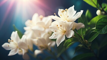 Fototapeta premium Blooming white flowers on a sunny day