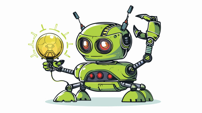 Green Robot looks like crab with bulb.