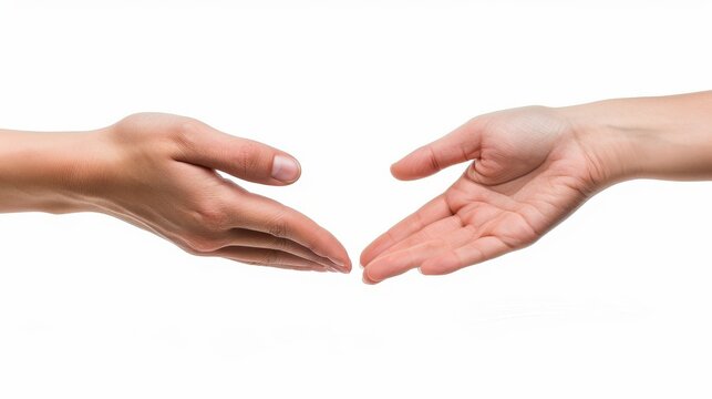 Image of two hands on a white background illustrating mutual assistance.