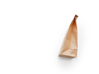 Grocery paper bag for sandwich and lunch overview white background with text space