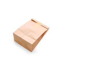 Grocery paper bag for sandwich and lunch overview white background with text space