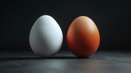 Tussle between two competitors (eggs). Competition concept. - obrazy, fototapety, plakaty