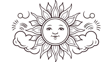 Best coloring page with unicorn sun for kids. Unicorn