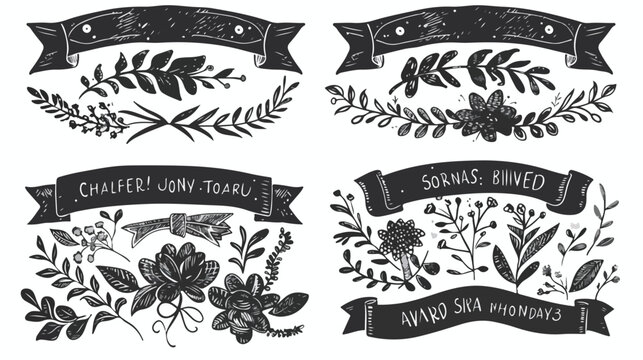 Hand drawn doodle banners and headers. Chalk style Vector