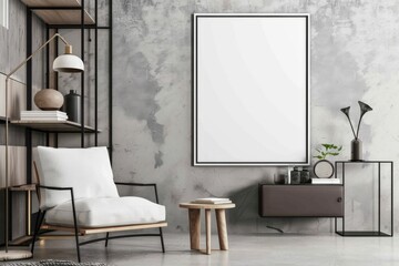 Modern scandinavian interior with poster mockup created with generative ai